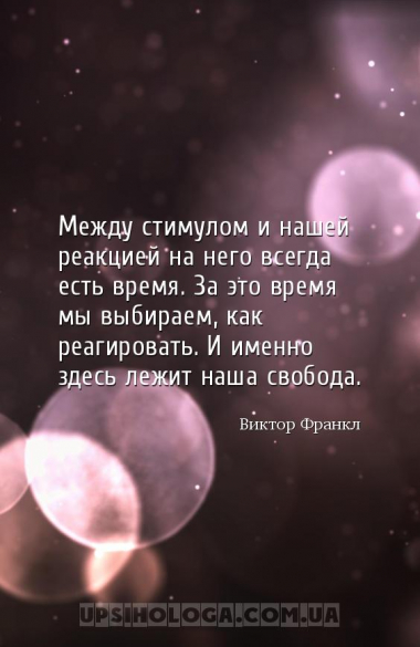 Между стимулом и нашей реакцией на него всегда есть время. За это время мы ...
