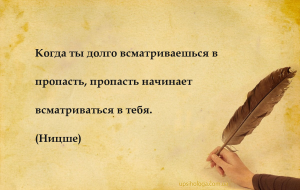 Когда ты долго всматриваешься в пропасть, пропасть начинает всматриваться в...