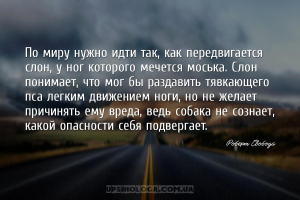 По миру нужно идти так, как передвигается слон, у ног которого мечется мось...