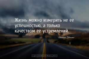 Жизнь можно измерить не ее успешностью, а только качеством ее устремлений....