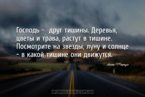 Господь - друг тишины. Деревья, цветы и трава, растут в тишине. Посмотрите...