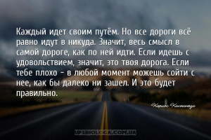 Каждый идет своим путём. Но все дороги всё равно идут в никуда. Значит, вес...