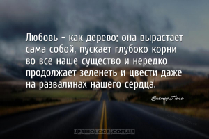 Любовь – как дерево; она вырастает сама собой, пускает глубоко корни во все...
