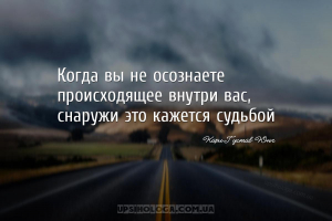 Когда вы не осознаете происходящее внутри вас, снаружи это кажется судьбой...
