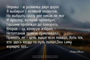 Опушка - и развилка двух дорог.
Я выбирал с великой неохотой,
Но выбрать ...