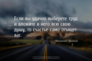 Если вы удачно выберете труд и вложите в него всю свою душу, то счастье сам...